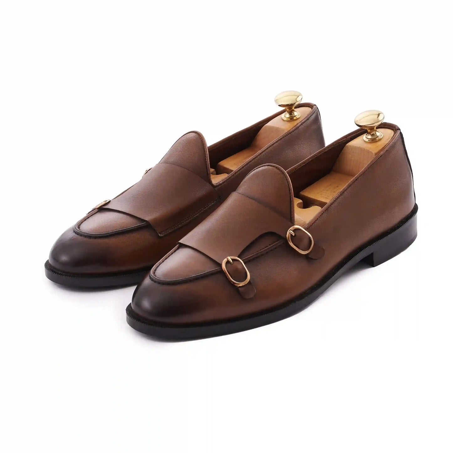 Double monk loafers .DARK HAVANA