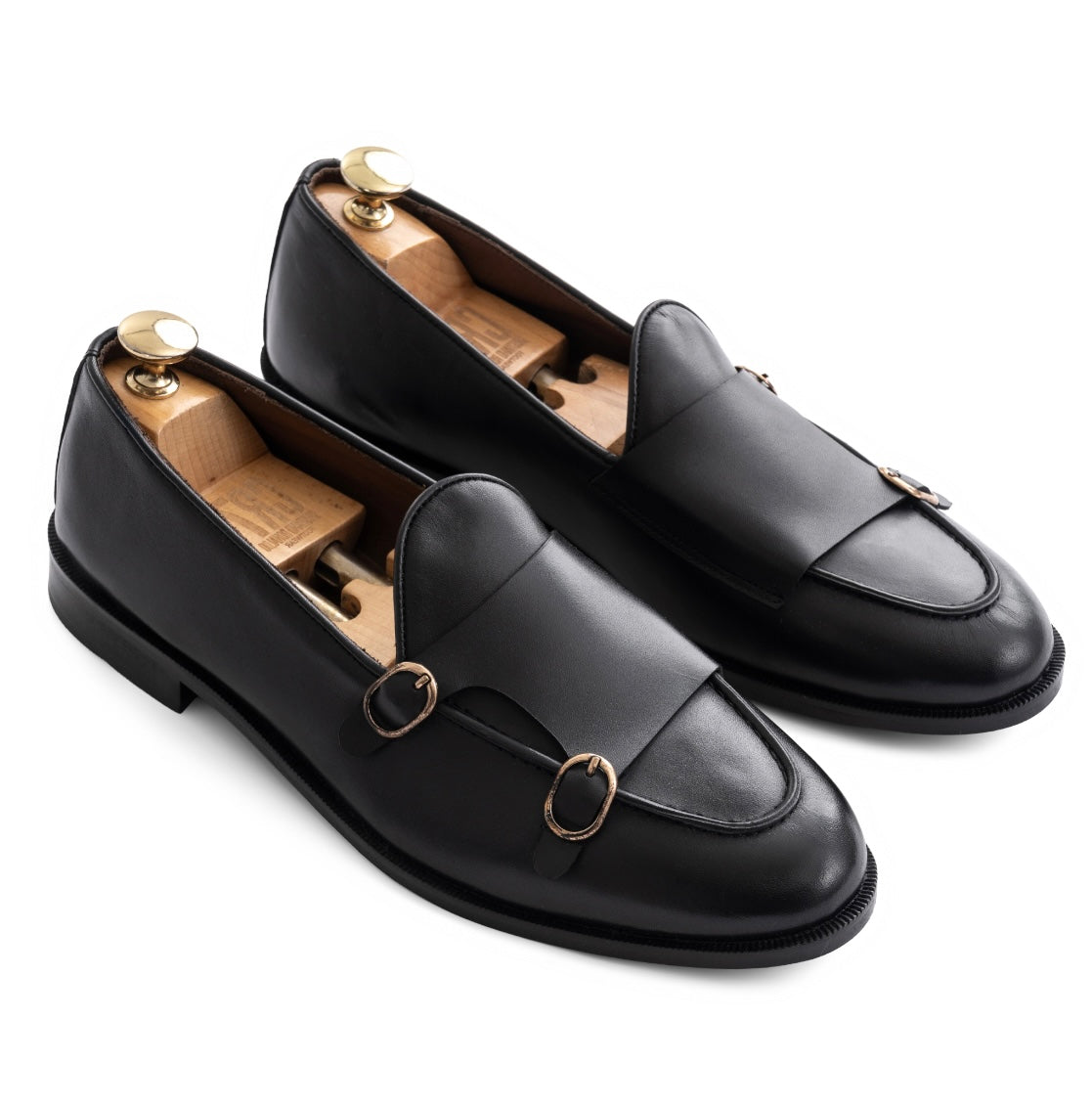 Double Monk Loafers Black