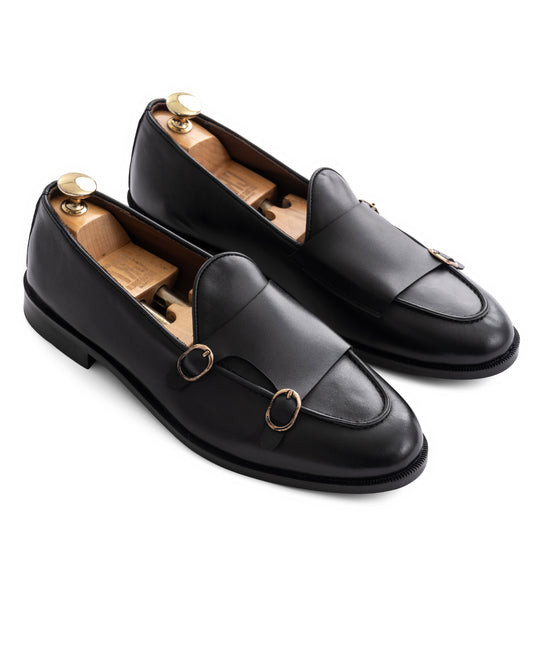 Double Monk Loafers Black