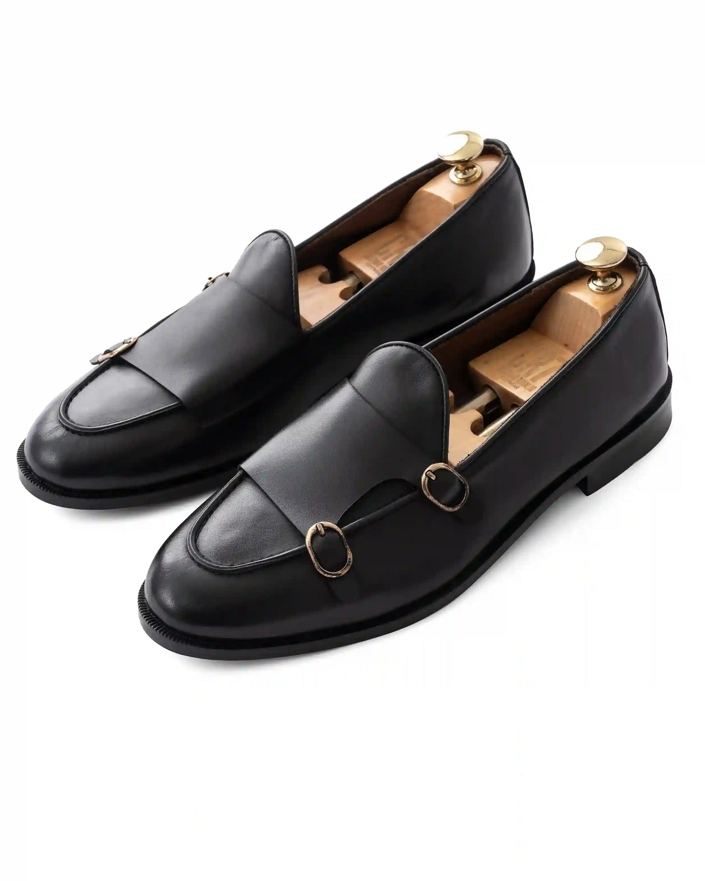 Double monk loafers . Black